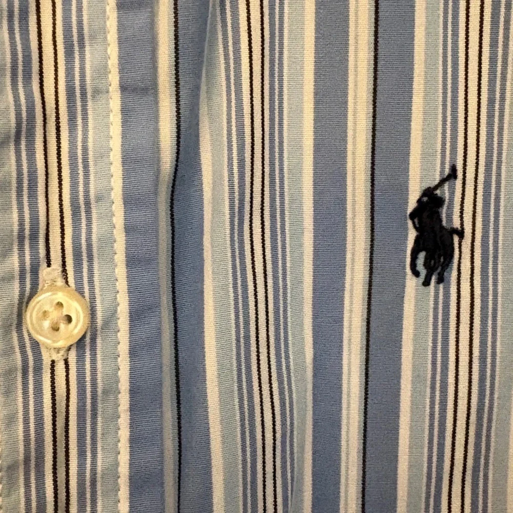 Ralph Lauren Boys Blue White Striped Button Down Shirt‎ 4 4T Long Sleeve Cotton